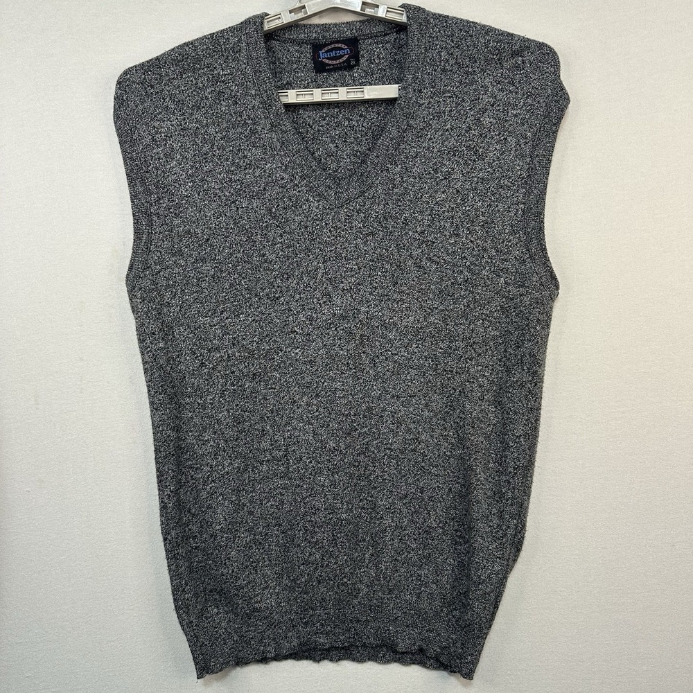 Vintage Jantzen Sweater Co Men's Grey Vest‎ Tall 2X  V-Neck USA Hipster Pullover